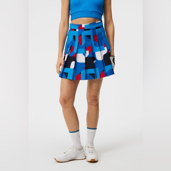 J. Lindeberg ADINA PRINT SKIRT BRILLIANT BLUE BIG BRIDGE - Picture 6 of 9